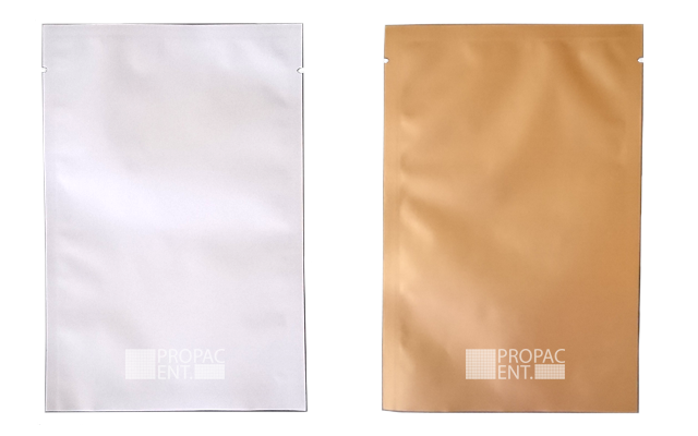 3 sides sealed pouch matte aluminium (white & gold)