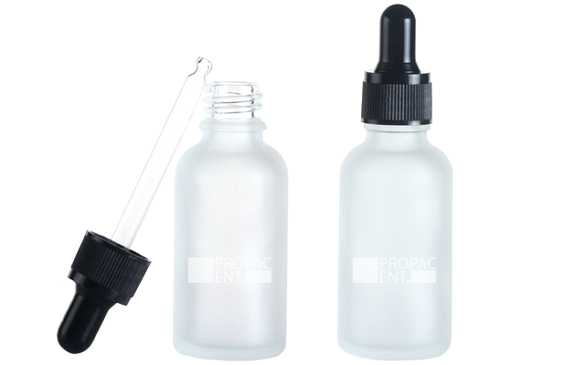 cosmetic transparent glass bottle with frost matte for 30ml of liquid